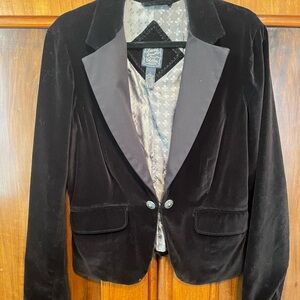 Lucky Brand Black Velvet Satin-Lapel Blazer